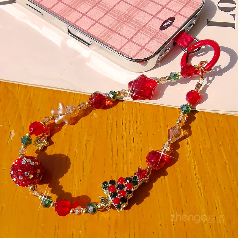 

Желающая звезда, рождественская елка, цепочка для мобильного телефона, короткая, нишевая бусина, подвесная веревка для портативного телефона, модный новый продукт