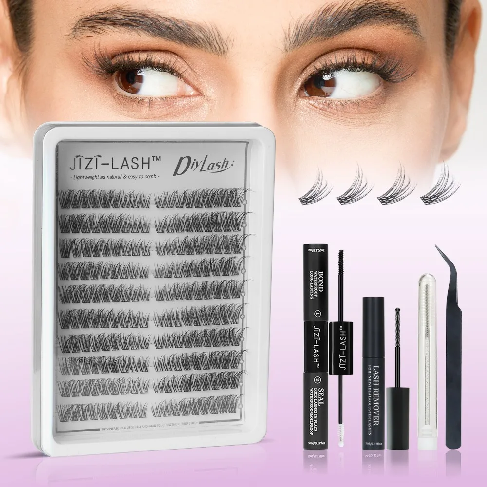 

JIZI-LASH 10 Rows Wispy False Eyelashes CC Curl Individual Cluster Lashes DIY Eyeslash Extension Natural Faux Cils Makeup Kits