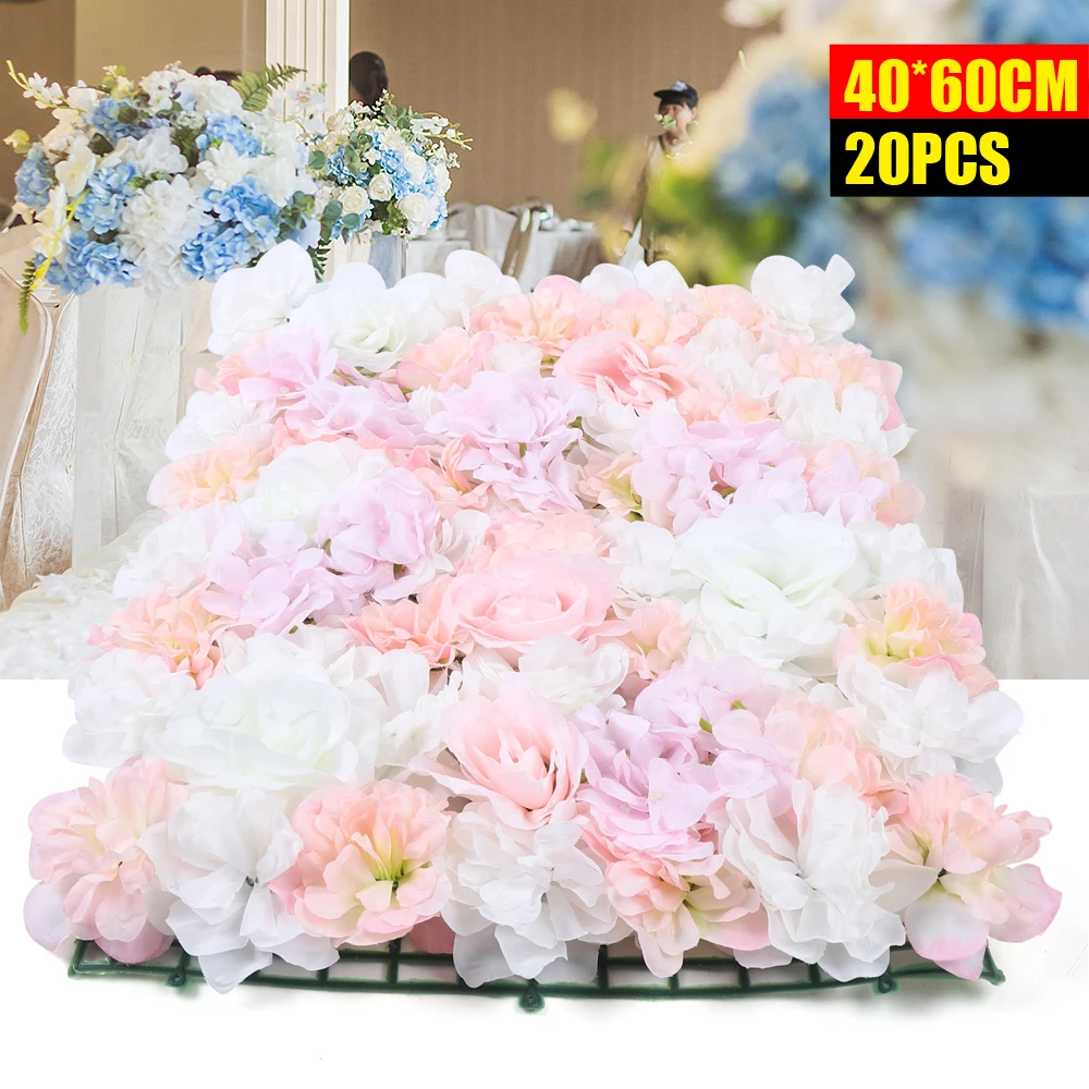 20 pcs Artificial Silk Flower Wall Panel Wedding Photography Venue