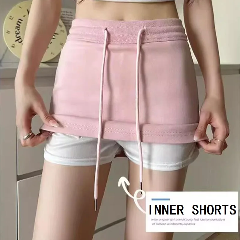 Fashion Black Elastic High Waist Mini Skirts Women Summer Sexy Female Bodycon Skirts With Inner Shorts Women Mujer Faldas