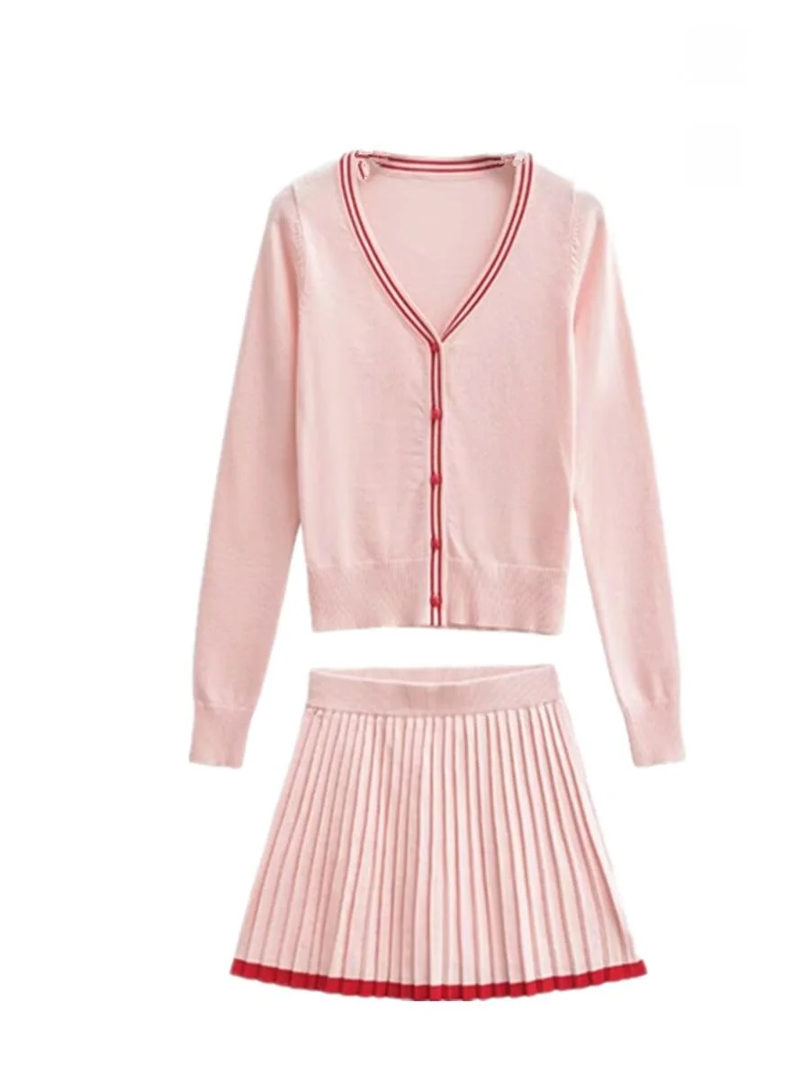 

Sweet nut V-Ne Open Cardigan Sweater ort Skirt Set Small Design Trendy Faion Winter Collection 2024