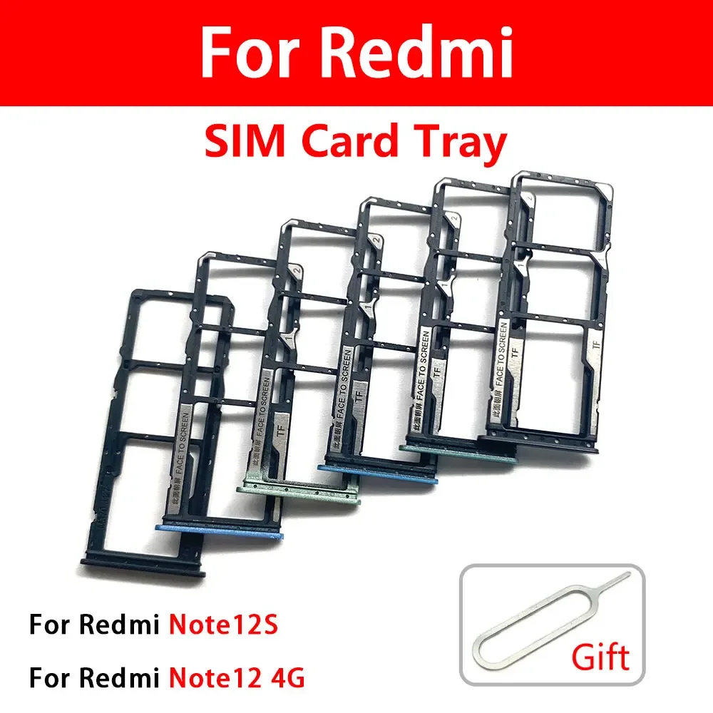 SIM SD Card Tray Sim Card Holder For Xiaomi Redmi Note 12S 12 4G 5G SIM Card Tray Slot Holder Adapter Socket Repair Parts
