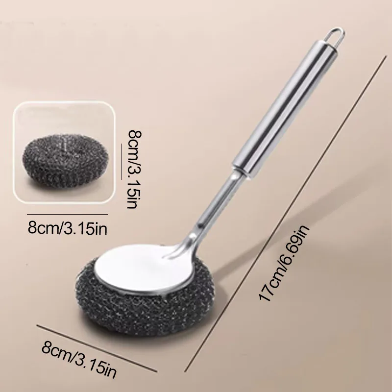 Kitchen stainless steel long handle pot brush Extended wire brush wash POTS and dishes do not dirty hands decontamination tool