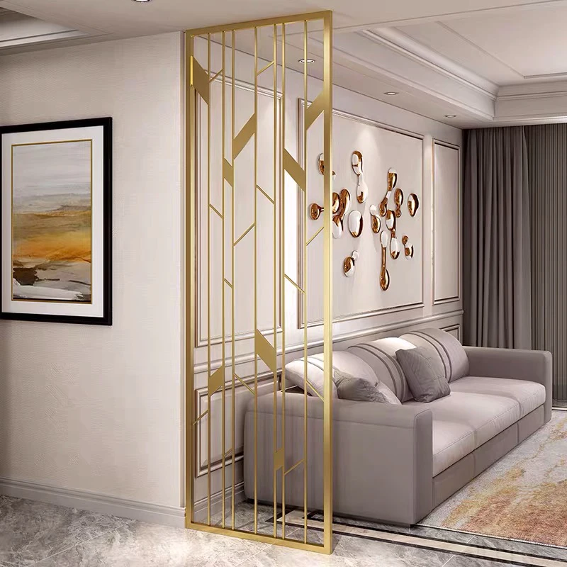 *Light Luxury Living Room Screen Partition Wall Modern Simple Chinese-Style Metal Grille Entrance Foyer Waterproof Feature