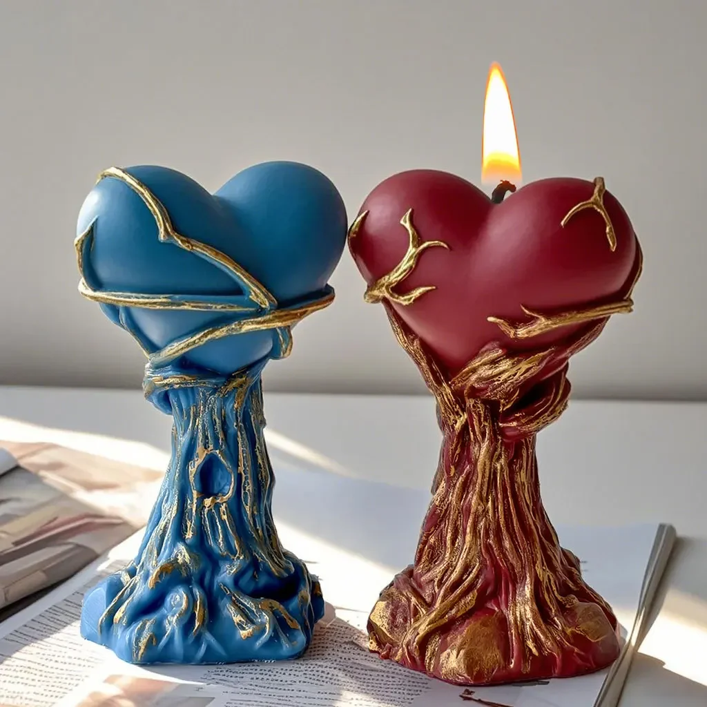 

Heart Candle Mold Handmade Soap Epoxy Resin Mold Creative Heart Silicone Mould