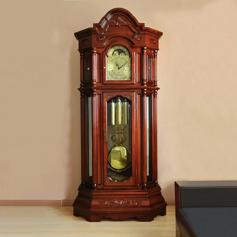 

Large solid wood carved German Hemmler movement solid wood European style floor standing clock, 2.2 meter high large pendulum cl
