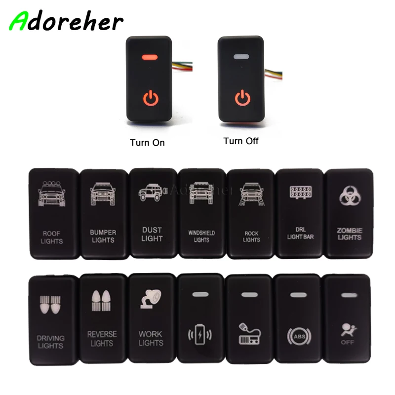 

For Tacoma Land Cruiser Reiz Hilux Prado 120 FJ CRUISE Car ABS Anti-slip Power Off Push Button Switch LED DRL Light
