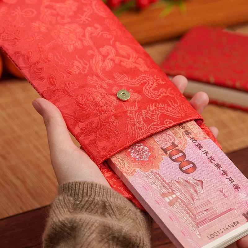 1Pcs Traditional Chinese Embroidered Wedding Red Envelopes: 10,000-Yuan Wedding Envelopes and Spring Festival Red Envelopes