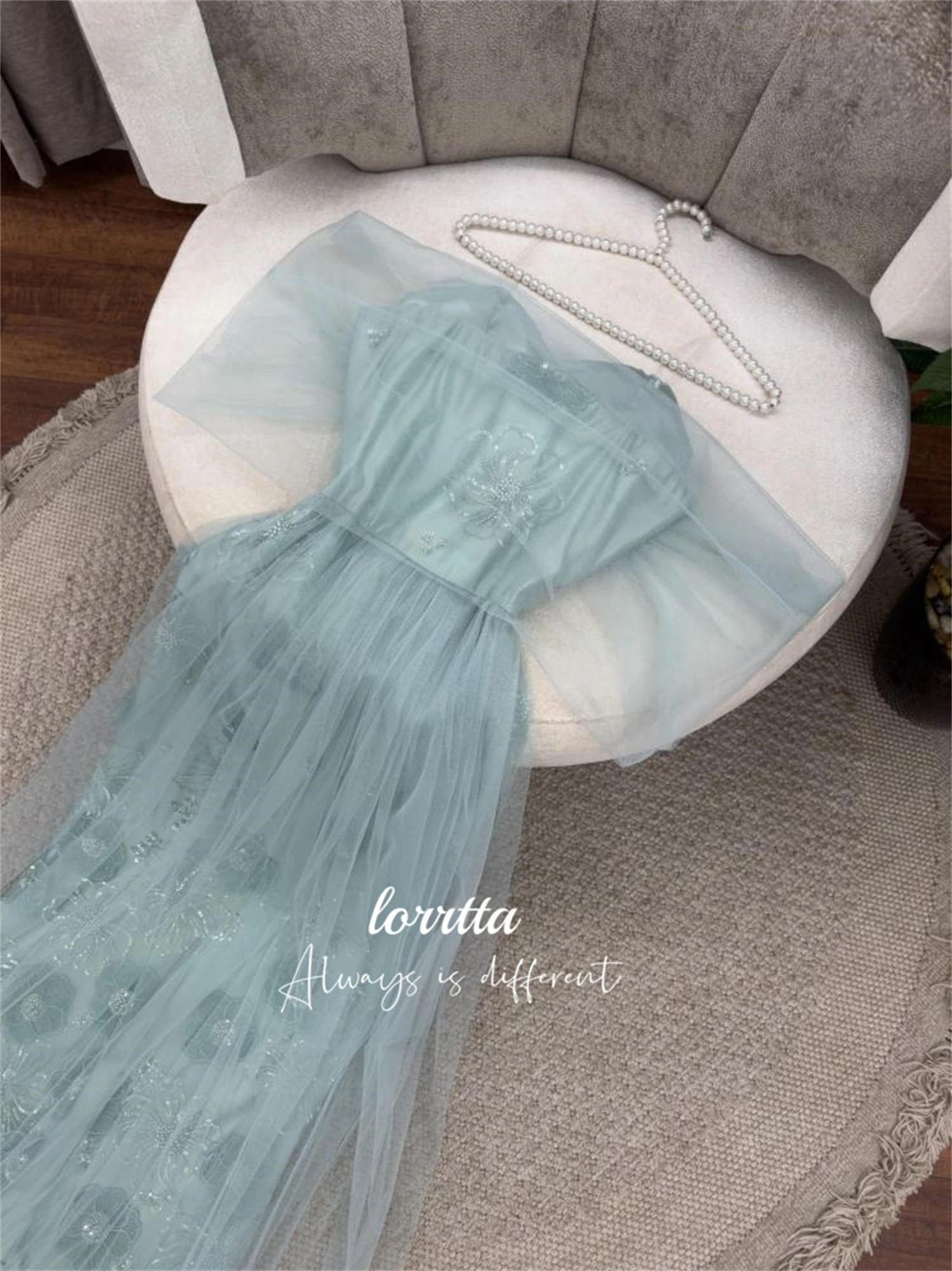 Lorrtta Graduation Gown Satin Eid Dress 3D Flower Decoration Mesh Evening Wedding Party Dresses for Special Events Ball Gowns