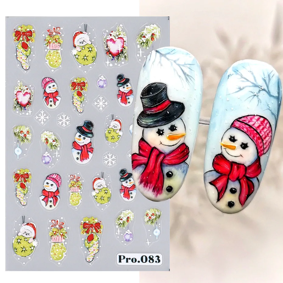 1 adet sevimli karikatür Elk tırnak Sticker noel Nail Art çıkartması Nail Art aksesuarları noel baba kar tanesi 5D kabartma Sticker