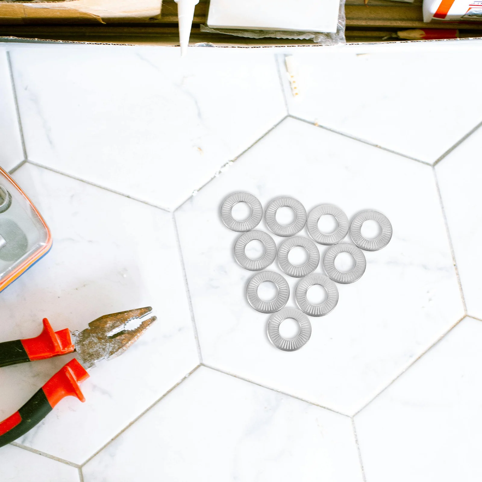 

20pcs Stainless Steel Knurled Spring Washers Anti-Slip Locking Fasteners For Industrial Machinery Automotive Repair Metal