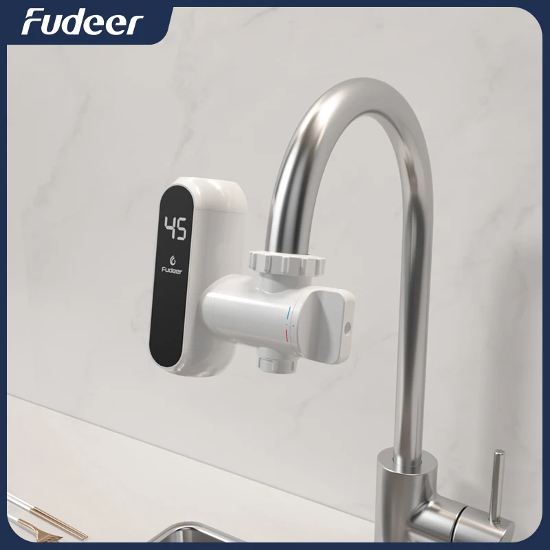 Fudeer Water Heater Faucet Instant Tankless Electric Heating Water Tap Adapter Kitchen Instant Heating Tap Water Heater EU