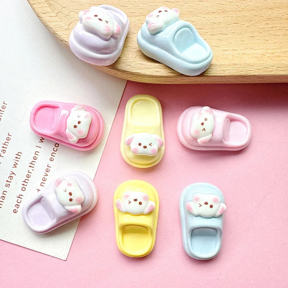 Cartoon 3D Mini Cute Dog Slippers Miniature Resin Cabochon DIY Jewelry Making Phone Case Decoration Craft Supplies Embellishment