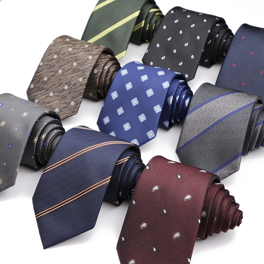 Fashion 8cm Polyester Classic Tie Casual Red Blue Green Grey Striped Polka Dot Tie Men's Business Wedding Party Accessories Gift