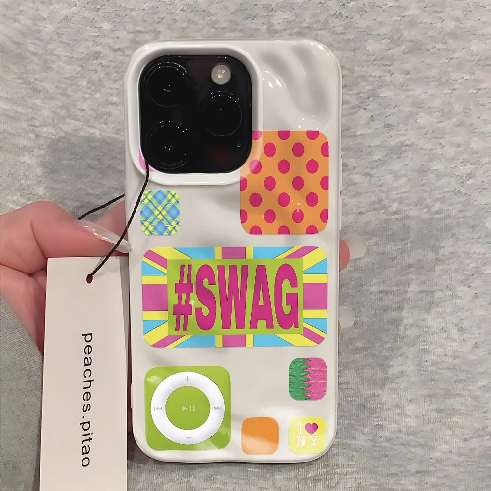 Phone Case Button Cover Soft Flexible Slim Sticker Colorful Pattern Sweet for iPhone Max 14 Top 16 12 Pro 15 13 17 Air Plus