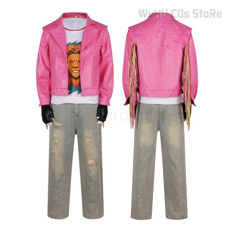 2025 abrigo rosa pantalones hombres mujeres Garett Natalie Dawn Henry Cosplay disfraz película Mincr traje de juego de rol ropa de fiesta de Halloween