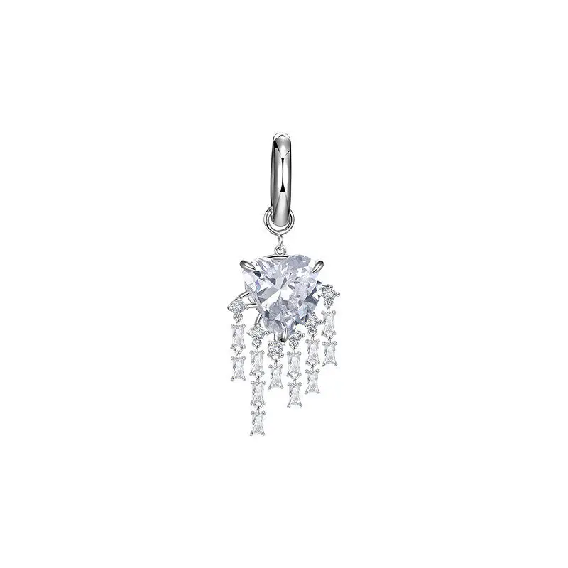 

YVMIN short tassel earrings with heart-shaped crushed gemstones from the Ripple Collection silver purple love heart earrings