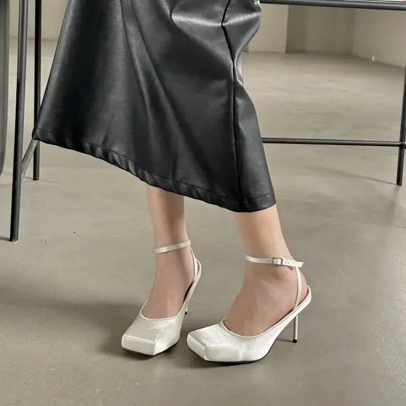 Eilyken Square Toe Buckle Strap Women Pumps Sexy High Heels Shoes Wedding Party Ladies Sandals Mules Slide Zapatos De Mujer