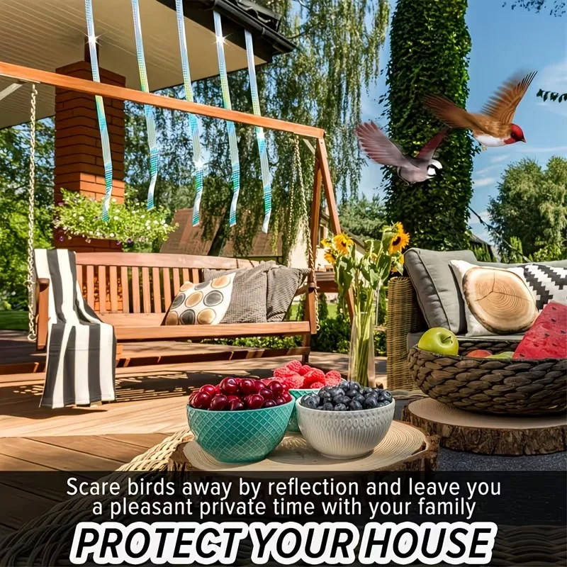 2pcs Outdoor Reflective Flash Bird Repellent Tape Balcony Double-Sided Laserbird Repellent Orchards Bird-Repellent Devices