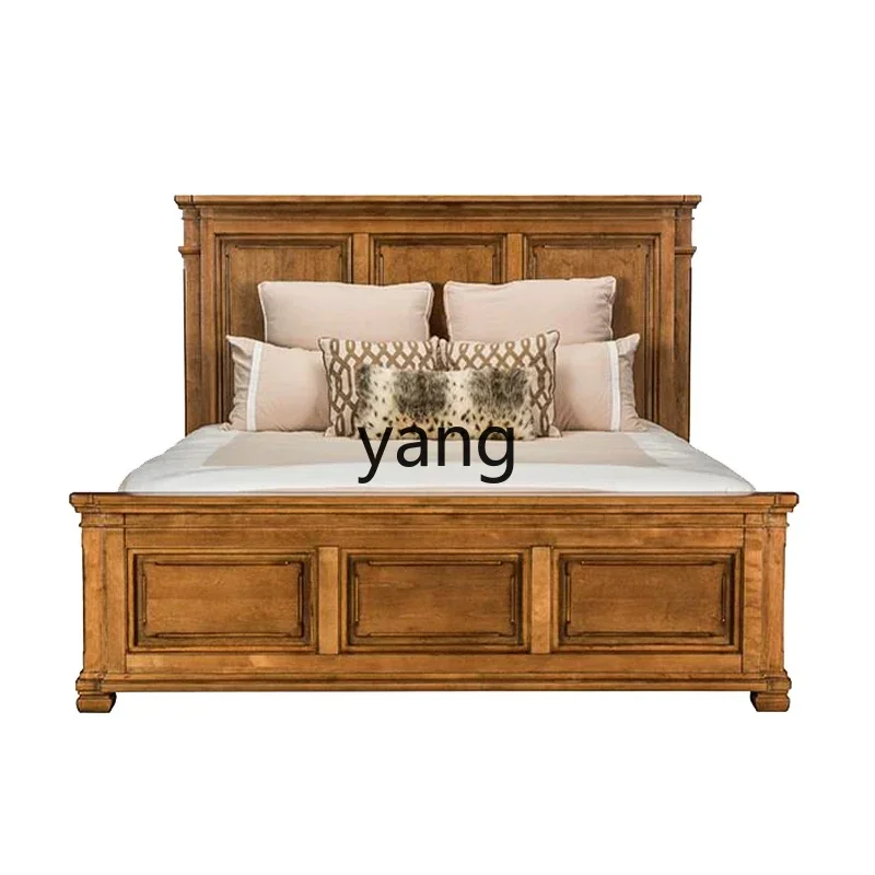 LTT American country solid wood bed master bedroom double bed French retro small apartment single bed