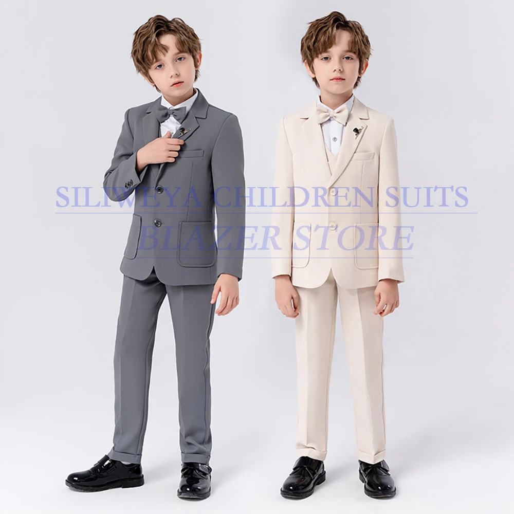 

Customized Boy's Suits Blazer Elegant Single Breasted Notch Lapel Slim Fit 3 Pcs Jacket Pants Vest Outfit High Quality Clothing