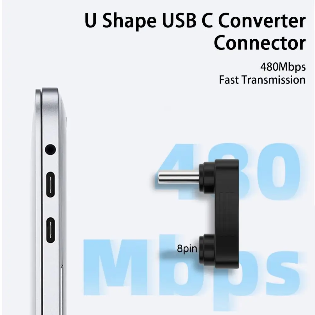 Practical USB C Extender 180 Degree Angled USB C Adapter Anti-fingerprint Lightweight Type-C Extender Computer Accessories