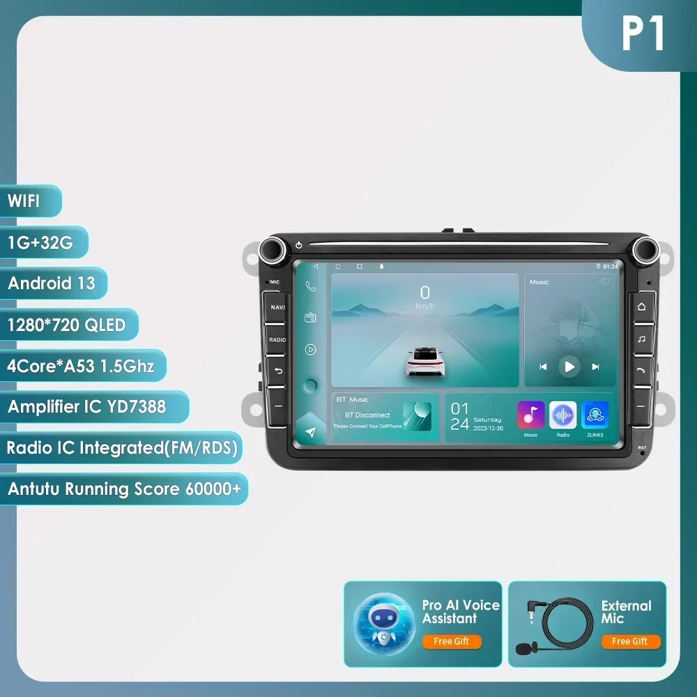 8 ''Scherm 2din Android Autoradio Multimedia Video Player voor Volkswagen Skoda VW Tiguan Touran Caddy Jetta Polo passat Seat GPS