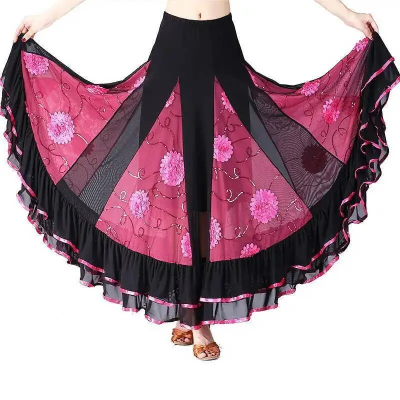 Sukienka do walca balowego, tańca nowoczesnego, do ćwiczeń tanecznych, sukienka do tańca towarzyskiego do połowy łydki, sukienka do tańca social, sukienka na występy sceniczne, sukienka z dużym zamachem.