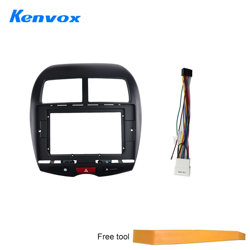 KENVOX  Radio Frame For  Peugeot 4008 Mitsubishi ASX 1 2010 2011   9 inch 2DIN Fascia Stereo Panel Harness Wire Canbus Box Cord