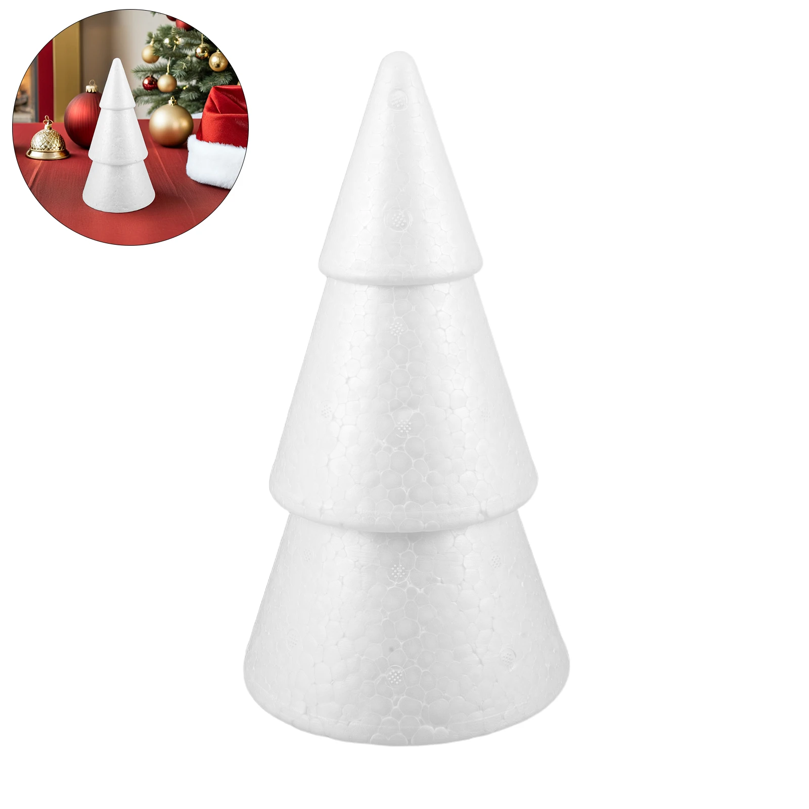 

3Pcs White Polystyrene Foam Christmas Trees Artificial Paintable DIY Craft Decorations for Holiday Parties and Home Displays