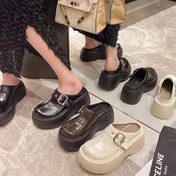 Platform Mules Slipper Shoes Women Slingback Slippers Shoes New Casual Walking Flip Flops Female Outside Wear Half Baotou Slides