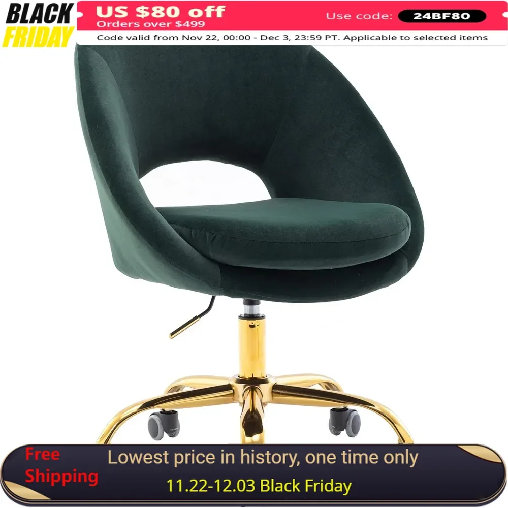 

Modern Cushioned Velvet Comfortable Home Office Chair with Wheels, Adjustable Backrest,rotating Dressing Table, Table and Chairs