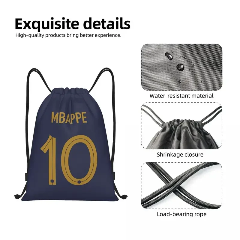 Custom Mbappes soccer drawstring backpack bags men women lightweight French km football gym sports sackpack sacks for traveling