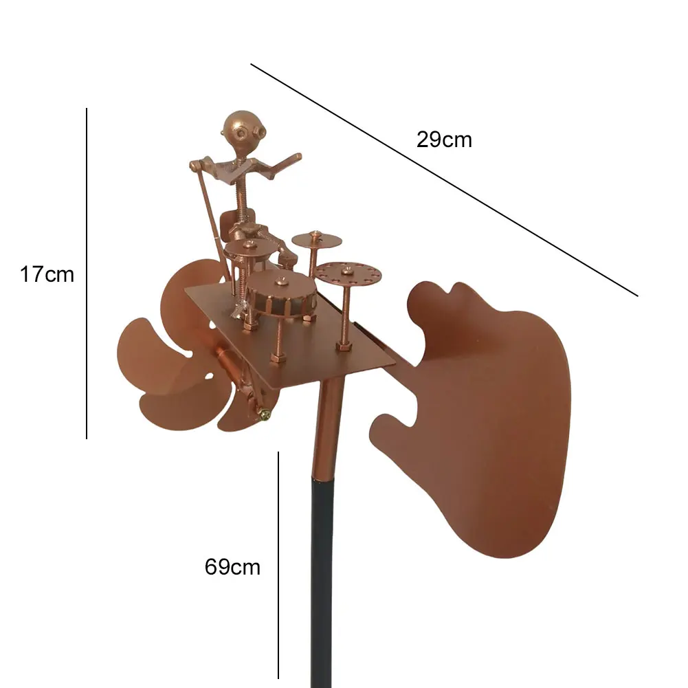 

Metal Drummer Windmill Statue Percussionist Music Figurines and Statues Outdoor Wind Sculpture for Yard Lawn Garden Patio Decor