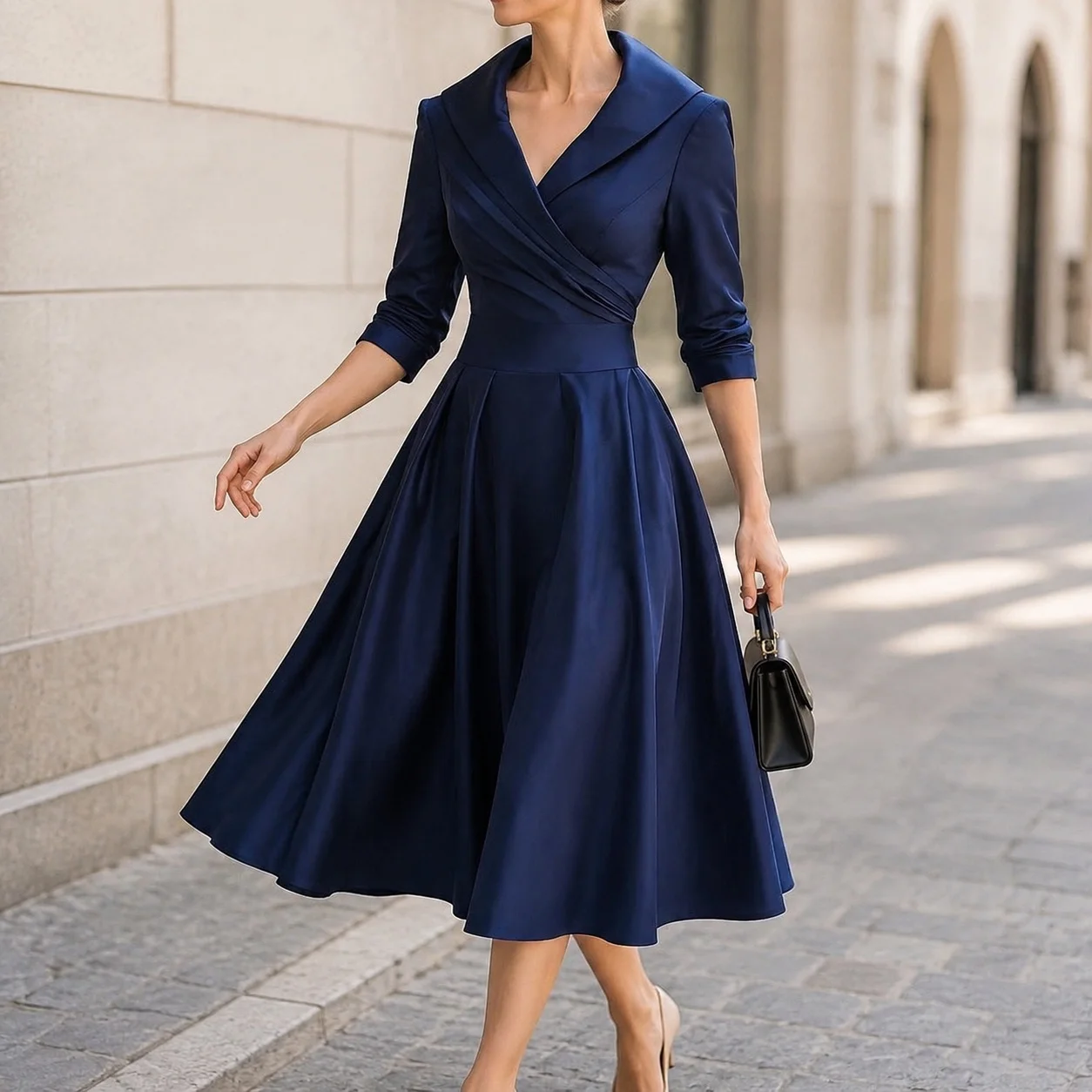 Single Long Sleeve Dress Slim Fit Streetwear with Notched Collar Regular Sleeve Asymmetrical Skirt Maxi Length Autumn for Women