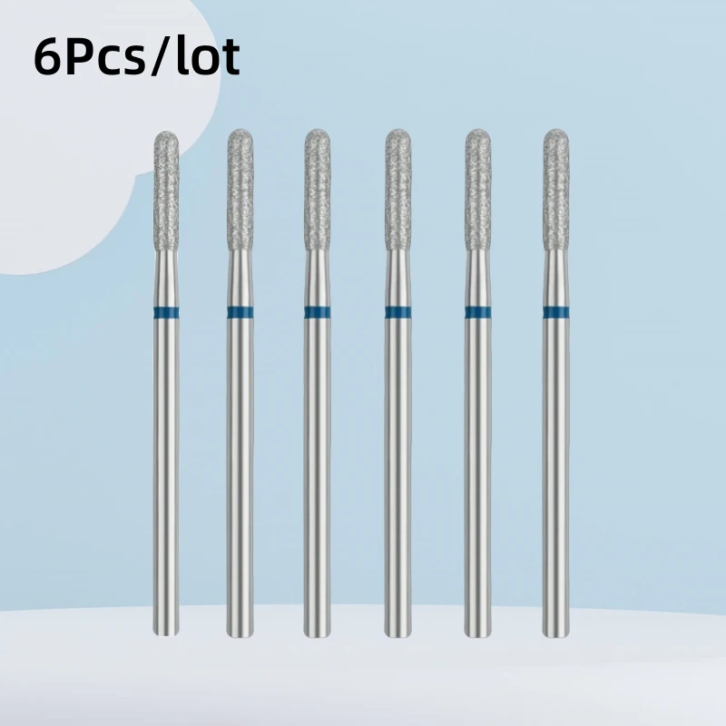6個/袋 10mm 日本式フロントダイヤモンドマニキュア研磨ヘッド スムーストップネイルドリルビットセット 角質除去トリートメント
