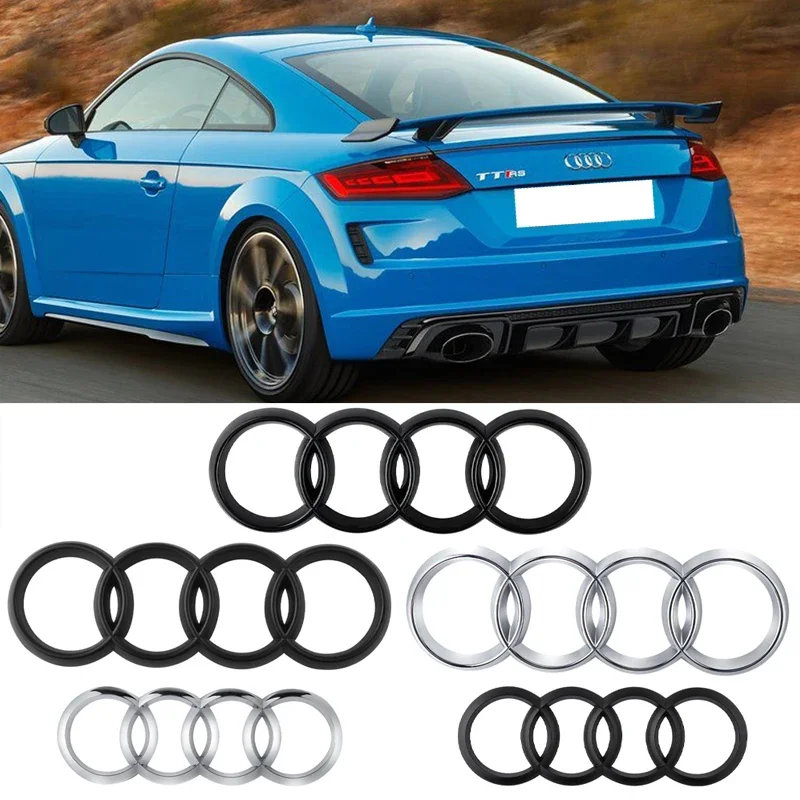 4 Ring ABS Silver Black Car Hood Front Bonnet Grill Rear Trunk Emblem Logo Badge For Audi Sline A3 A4 A5 A6 A7 Q2 Q3 Q5 Q8 TT