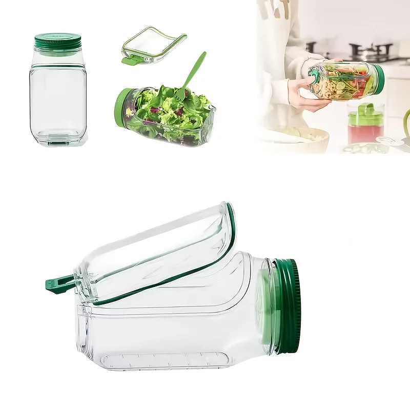 Boîte à salade étanche, récipient à salade en plastique avec couvercle à ouverture latérale, boîte de rangement Portable pour petit déjeuner et fruits, pour pique-nique, maison et bureau
