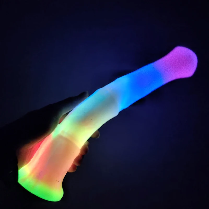 FAAK Luminous Horse Dildo With Suction Cup Long Animal Penis Glow in Dark Flexible Anal Sex Toys For Women Men Erotic Products