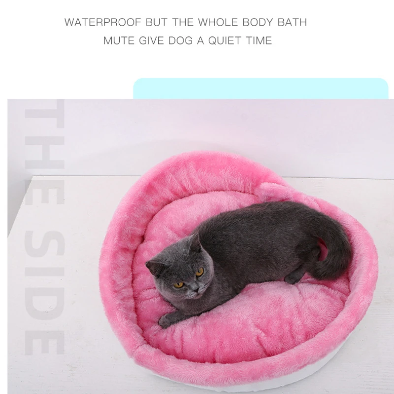 Heart-Shaped Dog Bed Kennel Cats Nest Super Soft Cotton Velvet Winter Warm Pet Cats Nest Dog Bed Pet Sleeping  Large Supplies