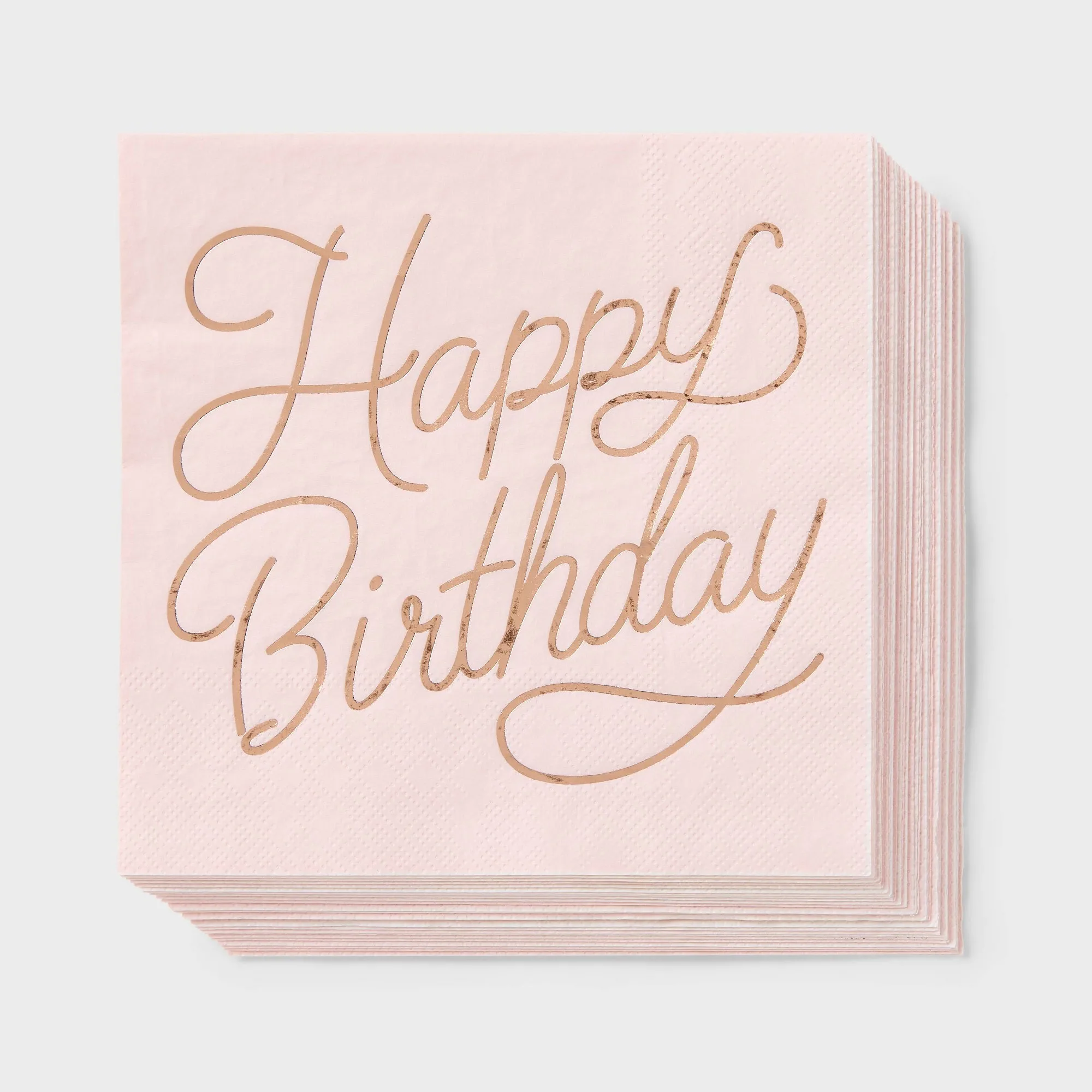 30ct Happy Birthday Foil Lunch Napkins Light Pink Rose Gold Party Tableware Soft Absorbent Disposable Decor