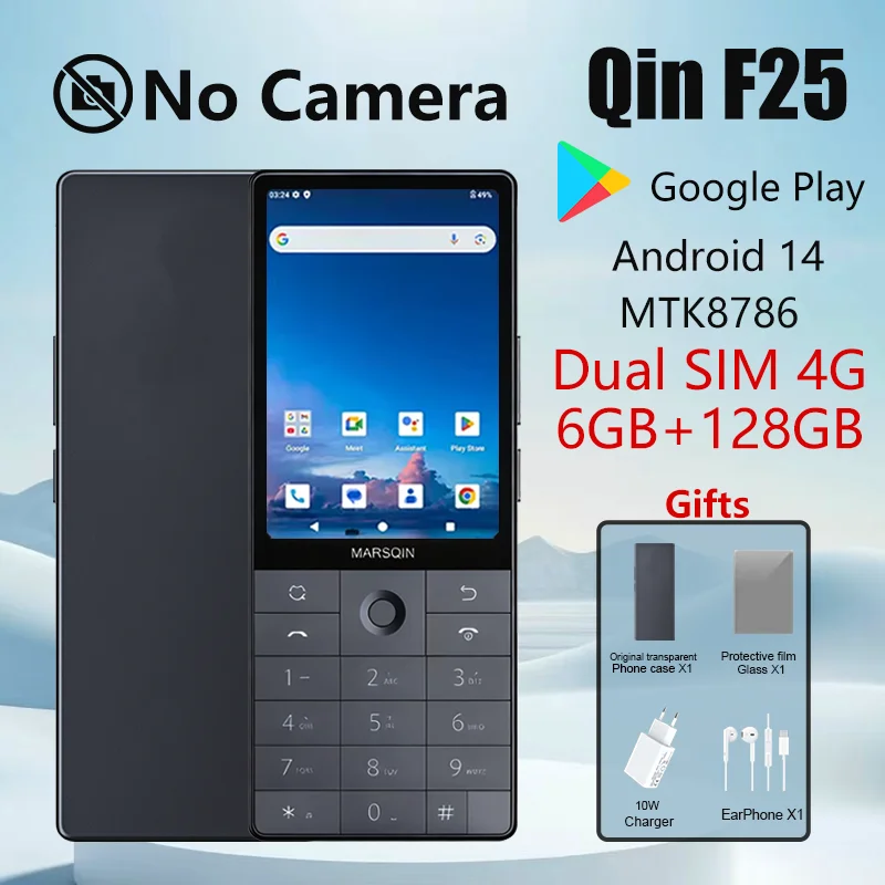 No Camera! F25 DuoQin Dual Sim 4G Google Play  6GB+128GB 2700mAh Android 14 MTK8786 WiFi Bluetooth