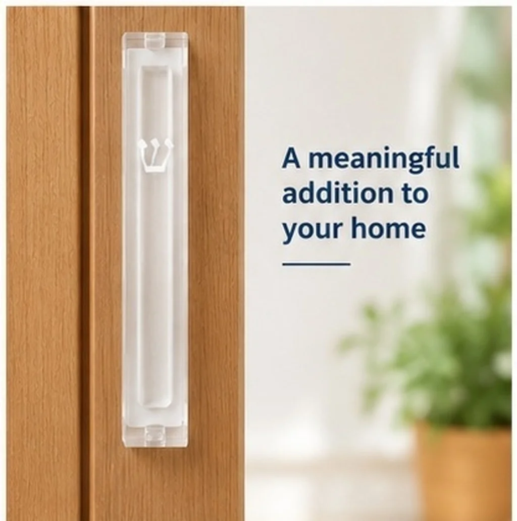 Elegant Clear Mezuzah Case for Door Acrylic Judaica Art Piece Jewish Home Decor Parchment Scroll Holder Door Blessing Mezuzah