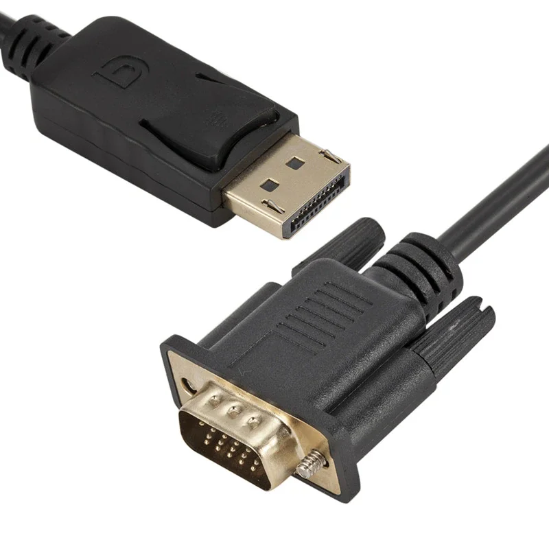 GRWIBEOU DP do Adapter VGA 1.8m kabla DisplayPort męski do VGA konwerter wideo męskiej do laptopa PC DP do projektu VGA HD 1080P