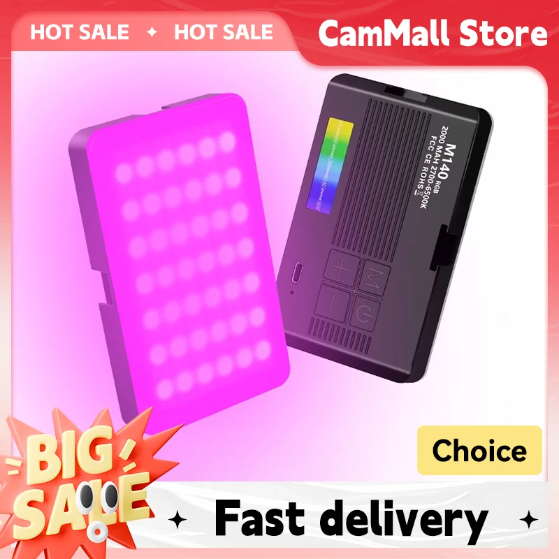كاميرا صغيرة قابلة لإعادة الشحن M140 كاملة الألوان RGB للتصوير الفوتوغرافي ملء الضوء LED المحمولة الهاتف المحمول صورة شخصية البث المباشر الفيديو الضوئي