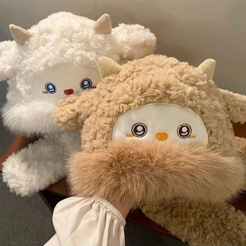 Kawaii Scarf Hat Fluffy Lamb Autumn Winter Japanese Keep Warm Faux Fur Cute Harajuku Subculture Sweet Style Women  Scarf Cap