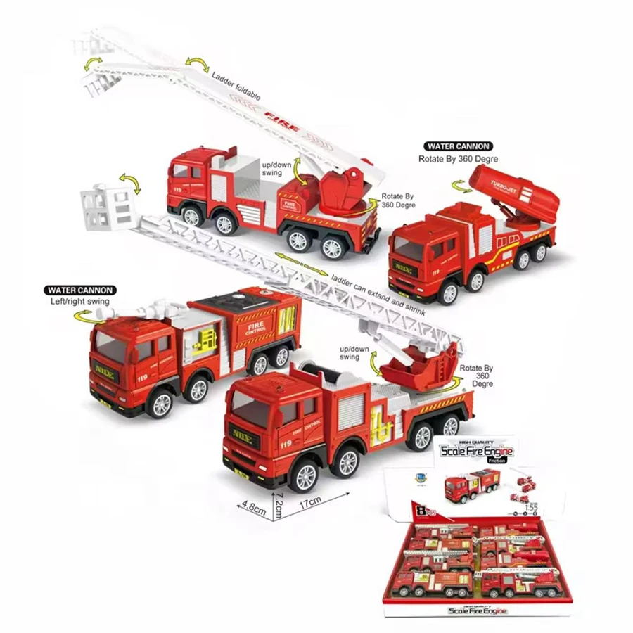 1pc-Alloy Fire Truck 1:32 Simulation Firefighting Diecast Rescue Vehicle Fire Ladder Engineering Car Model Kid Toy Birthday Gift