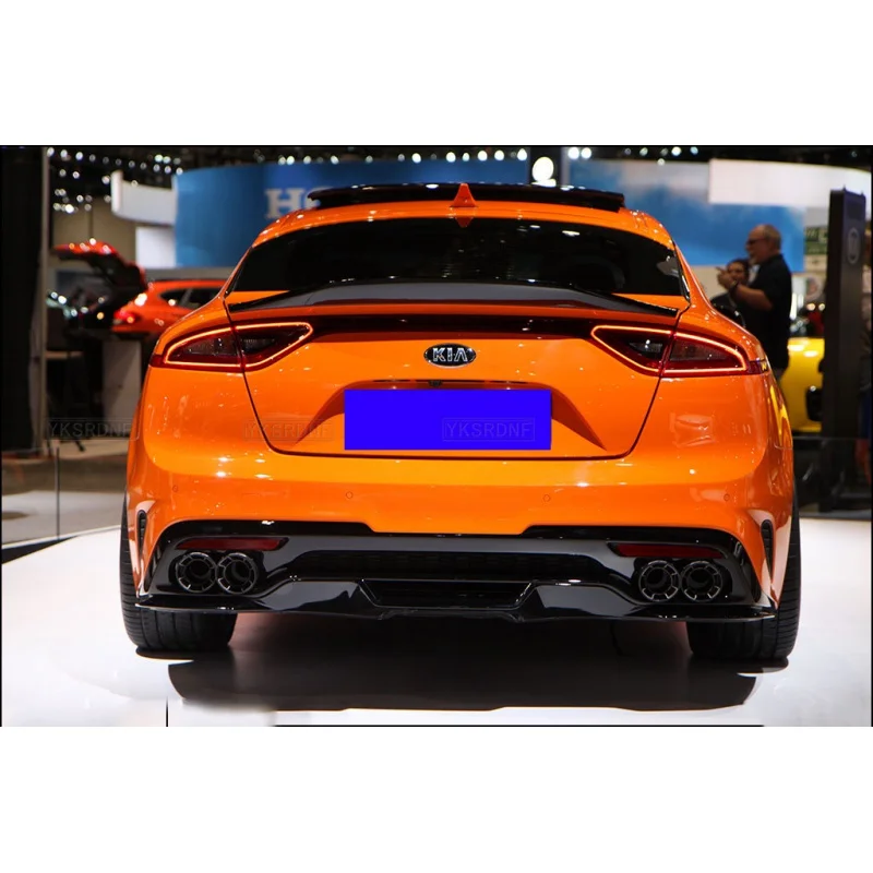 Use for KIA K8 Stinger Spoiler Real Glossy Carbon Fiber Rear Wing R Style Sport Accessories Body Kit Stinger Rear Spoiler 14-19