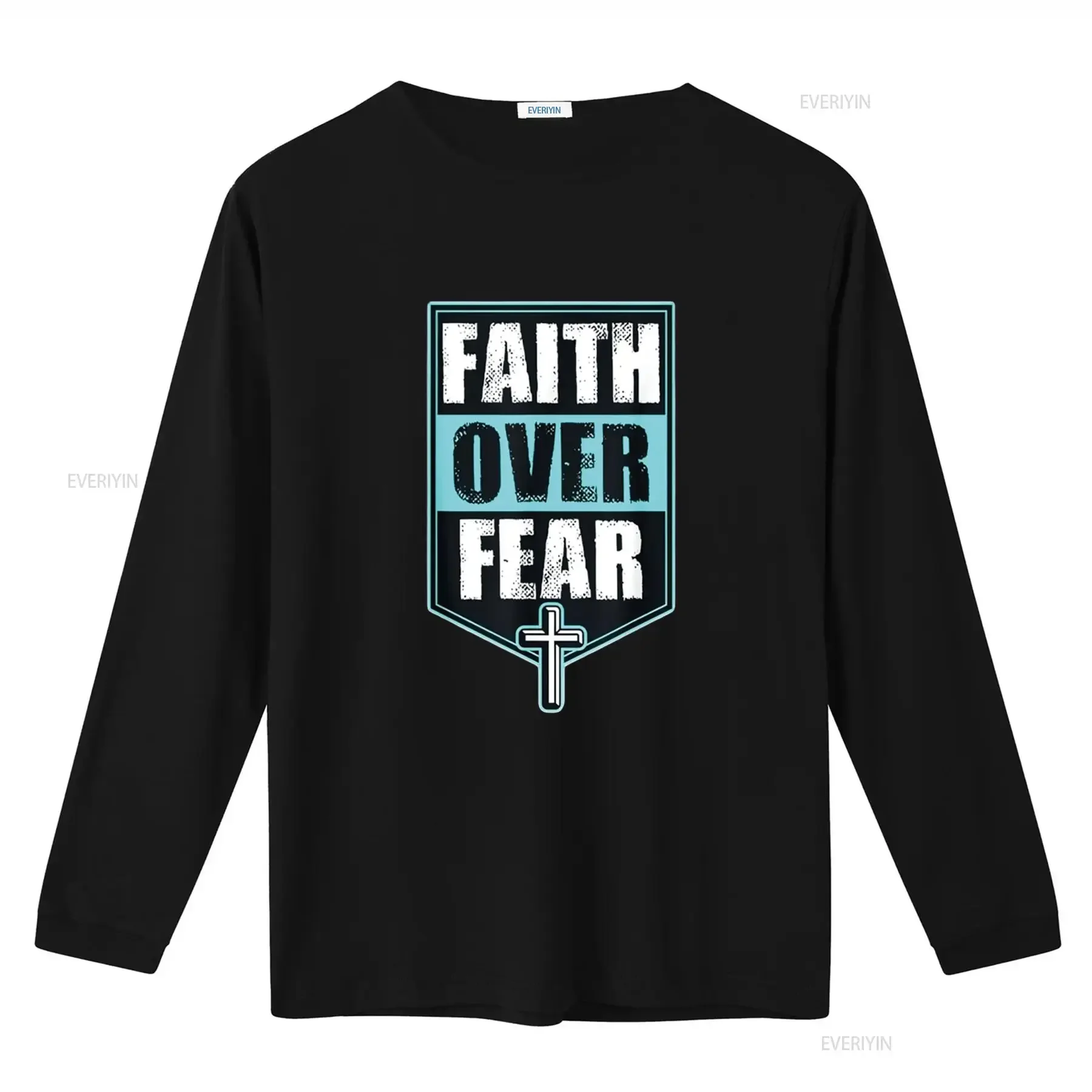 رجل الإيمان على الخوف الكتاب المقدس المسيحي إقتباس الصليب عيد الميلاد تي شيرت أبيض 4XL خمر غسلها تنفس لينة #3