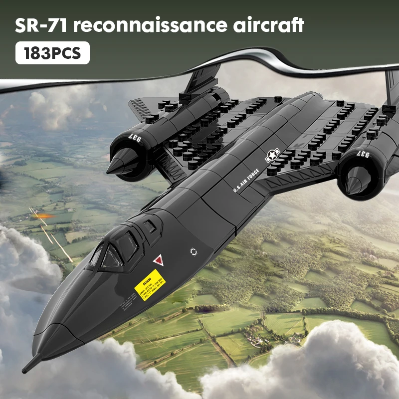 New WWII SR-71 Blackbird Spy Plane Fighter Military Aircraft Soldier Building Blocks Sets Airplane Model Dolls Brick Toys Kids